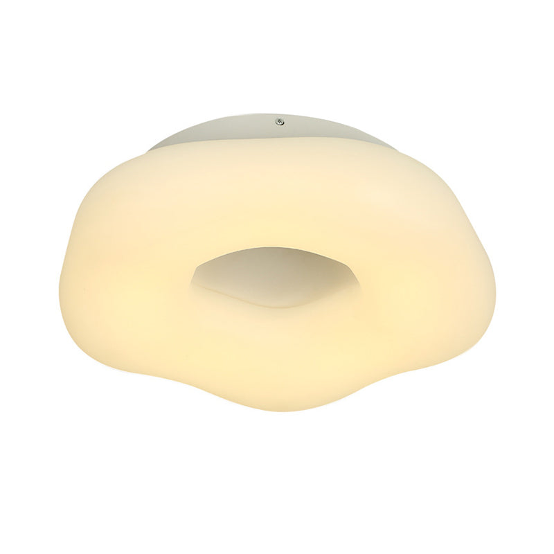 Nordic Acrylic Led Doughnut Flushmount Light For Kids Bedroom In White/Blue/Pink