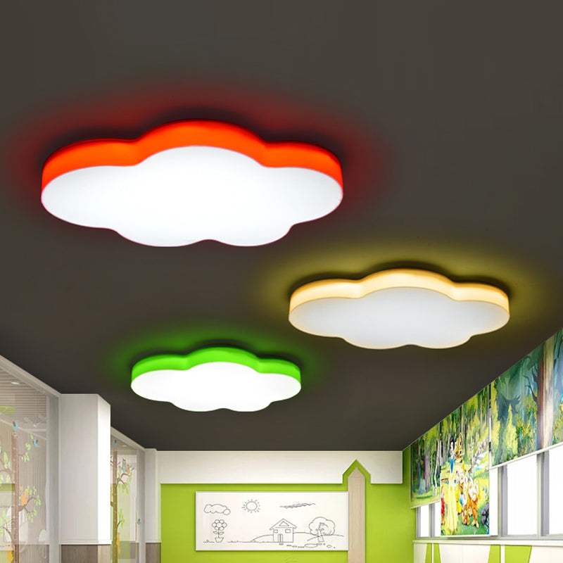 Kids Room Cartoon LED Cloud Ceiling Light in Acrylic, Flushmount Design, White/Red/Yellow