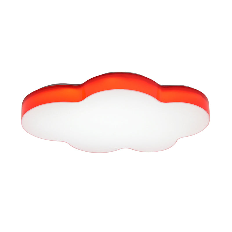 Kids Room Cartoon LED Cloud Ceiling Light in Acrylic, Flushmount Design, White/Red/Yellow