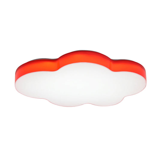 Kids Room Cartoon LED Cloud Ceiling Light in Acrylic, Flushmount Design, White/Red/Yellow