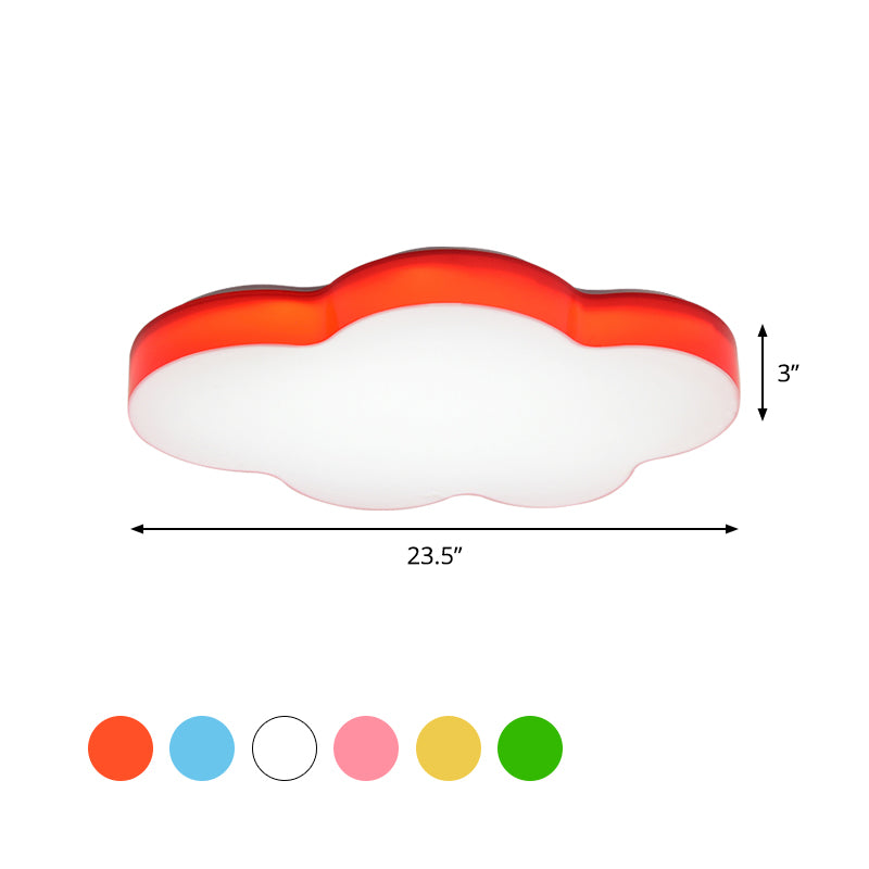 Kids Room Cartoon LED Cloud Ceiling Light in Acrylic, Flushmount Design, White/Red/Yellow