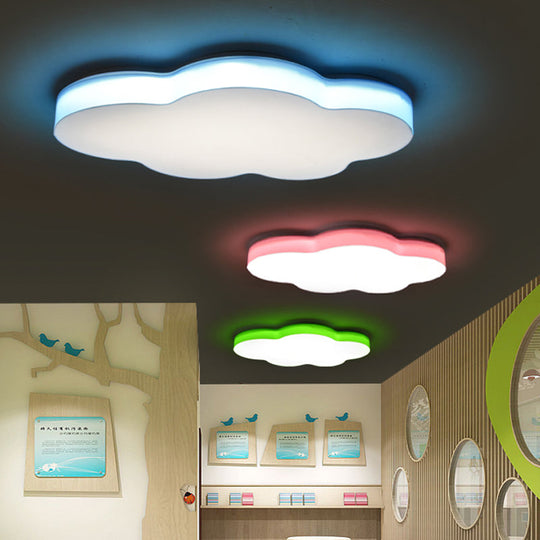 Kids Room Cartoon LED Cloud Ceiling Light in Acrylic, Flushmount Design, White/Red/Yellow