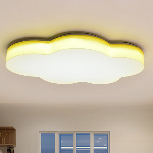 Kids Room Cartoon LED Cloud Ceiling Light in Acrylic, Flushmount Design, White/Red/Yellow