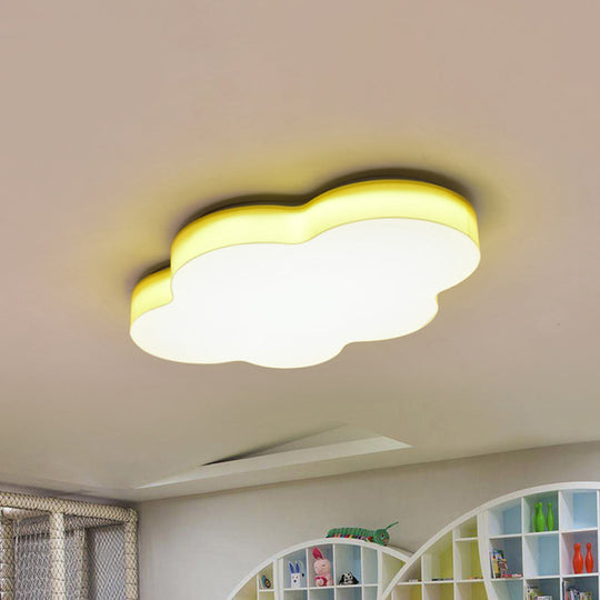 Kids Room Cartoon LED Cloud Ceiling Light in Acrylic, Flushmount Design, White/Red/Yellow