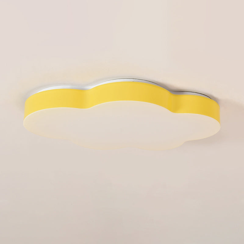 Kids Room Cartoon Led Cloud Ceiling Light In Acrylic Flushmount Design White/Red/Yellow