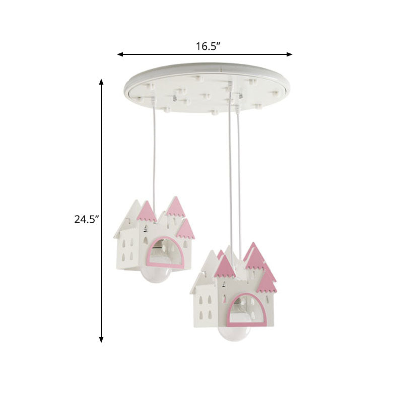 Semi Mount Wooden House Cartoon Flush Mount Light with 3 Lights - White Nursery Fixture