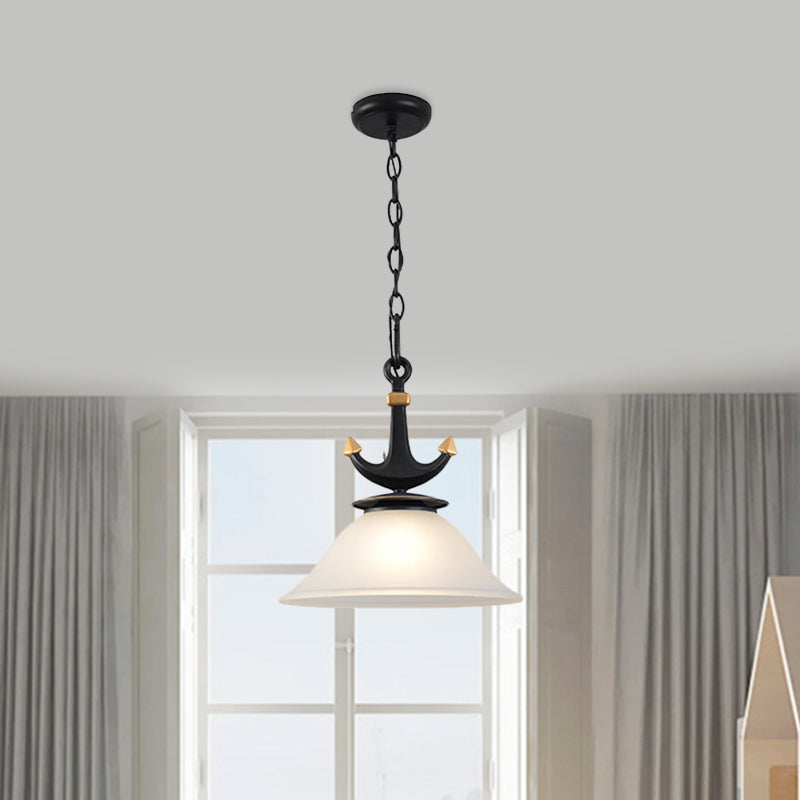 Mediterranean Cream Glass Ceiling Light With Anchor Design - Small Or Large Size