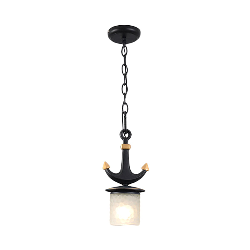 Mediterranean Cream Glass Ceiling Light With Anchor Design - Small Or Large Size