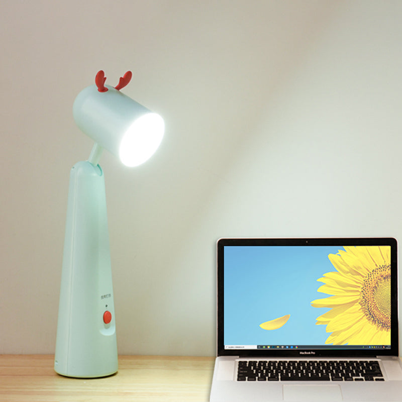 Tien Kuan - Kid's Kids Antler Adjustable Desk Lamp Plastic Bedroom LED Reading Book Light in White/Green