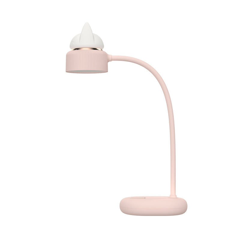 Childrens Usb Rechargeable Led Nightstand Light: White/Pink/Green Cat Rotating Table Lamp