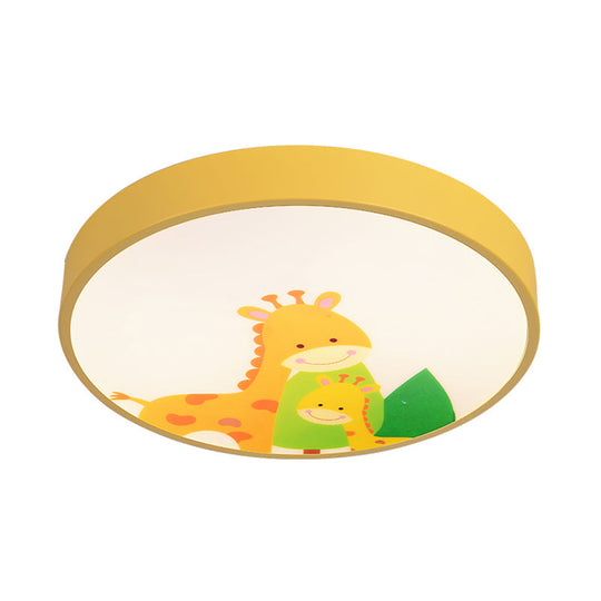 Acrylic Cartoon Flush Mount Ceiling Light For Kids Bedroom Yellow / White Giraffe