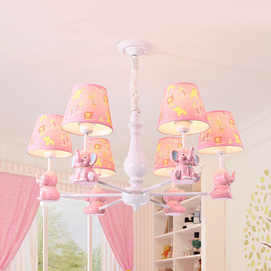 Metal Bunny Pendant Light With Fabric Shade - Adorable Pink Hanging Lights For Girls Bedroom