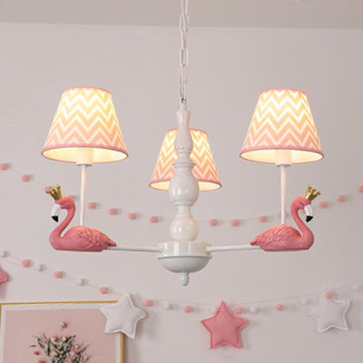 Trapezoid Shade Hanging Ceiling Lamp With Swan Fabric: Nordic Chandelier For Bedrooms