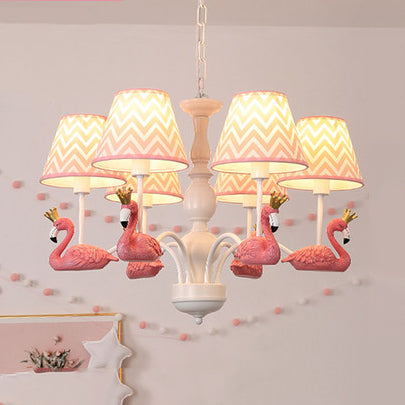 Trapezoid Shade Hanging Ceiling Lamp With Swan Fabric: Nordic Chandelier For Bedrooms 6 / Pink