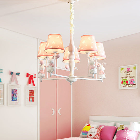 Contemporary Tapered Shade Hanging Ceiling Lamp - Stylish Fabric Light Fixture For Bedroom