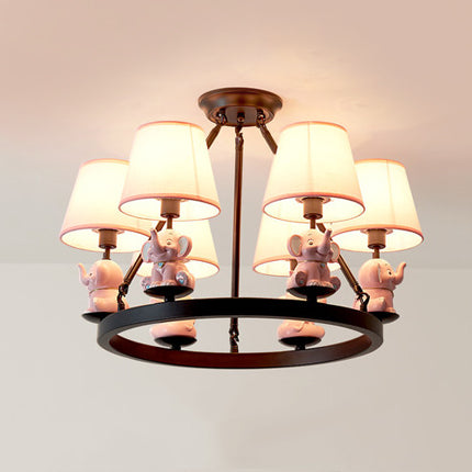 Modern Elephant Hanging Chandelier With 6 Lights - Ideal For Contemporary Living Rooms Pink