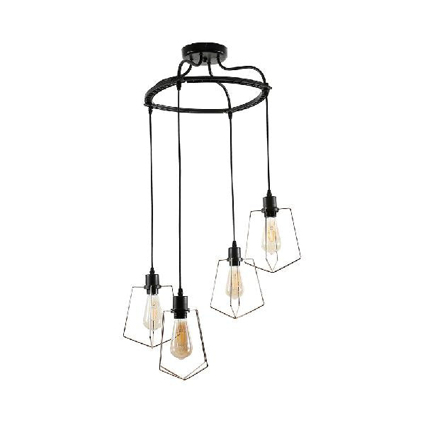 Vintage Style Geometric Metal Suspension Light With 4/6 Lights In Black/Gold For Dining Room