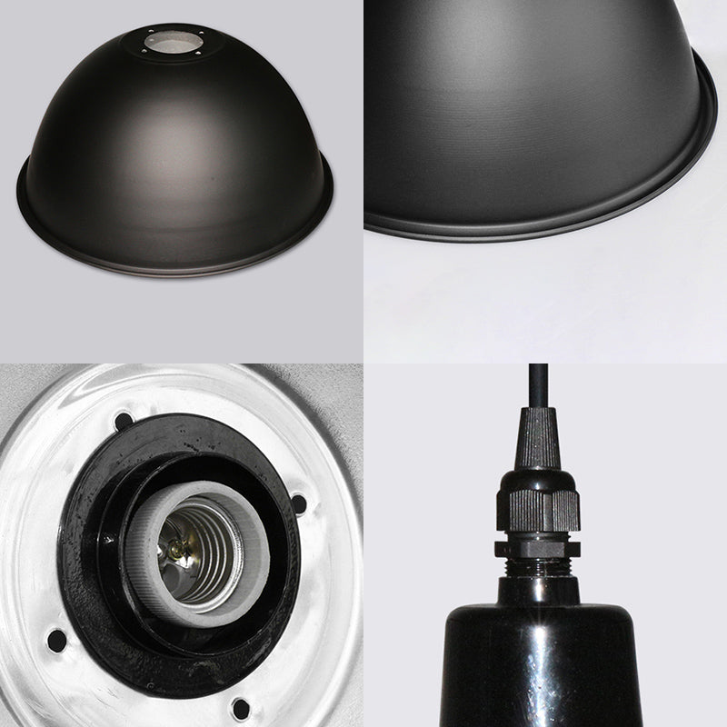 Retro Style Metal Ceiling Pendant Light - 1 Light Domed Design in Black/White for Coffee Shop