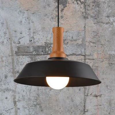 Retro Stylish Barn Hanging Light - 10/14 1 Bulb Metal Ceiling Fixture Black/White Kitchen Lighting