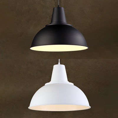 Industrial Aluminum Ceiling Pendant Light in Black/White for Living Room