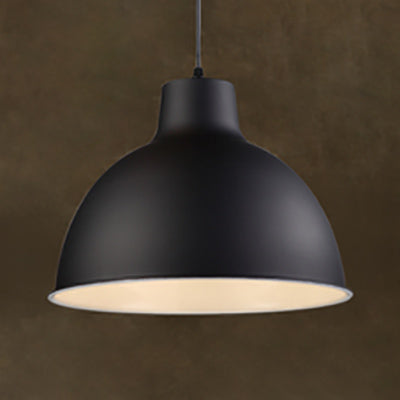 Industrial Aluminum Dome Pendant Light In Black/White For Dining Room Suspension Black