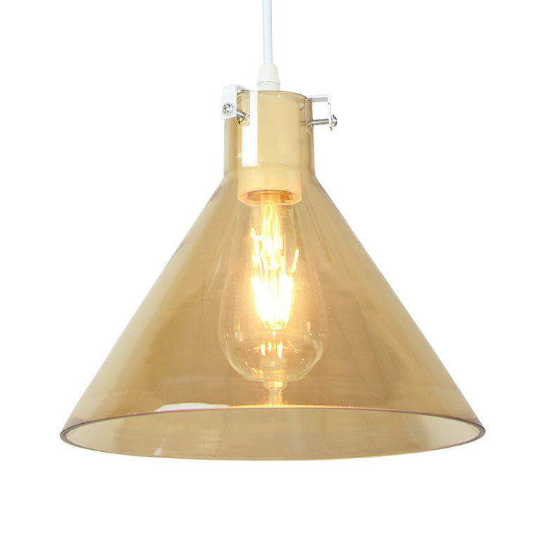 1-Light Cone Shaped Pendant Lighting - Factory Black with Yellow, Clear, or Smoked Glass - Hanging Light Fixture