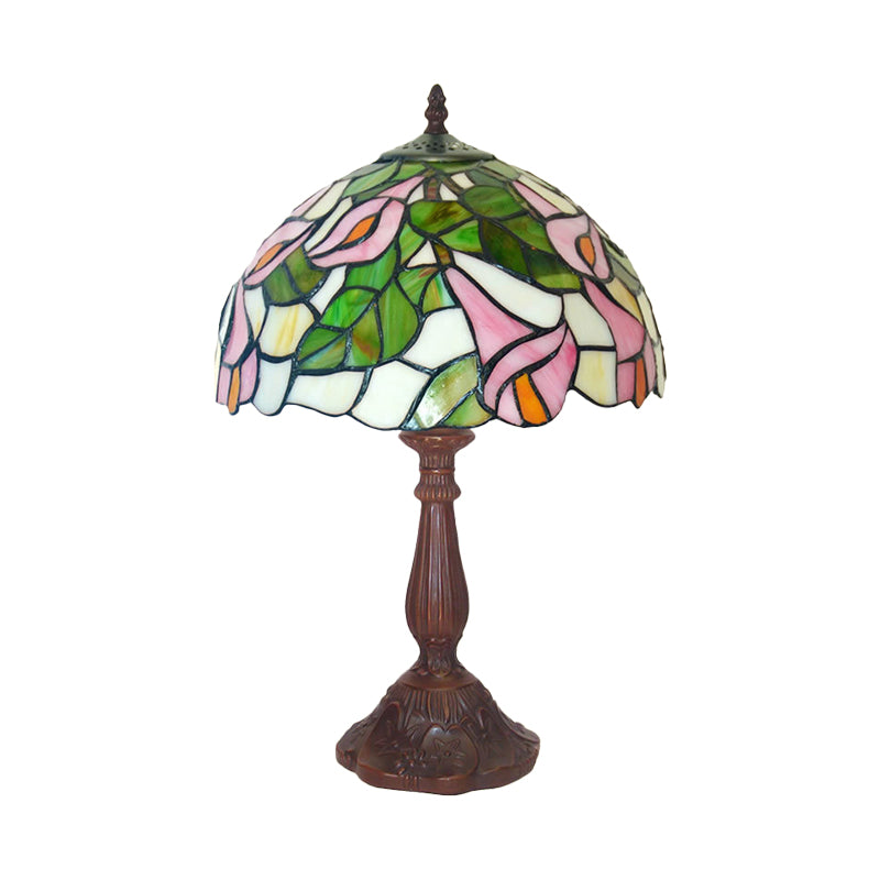 Tiffany Style Stained Glass Petunia Table Lamp - Single Coffee Nightstand Light