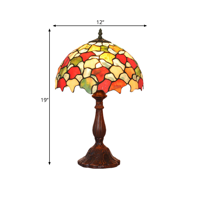 Baroque Glass Night Lamp With Foliage Design - Hand-Crafted Coffee Finish Table Lighting 1 Bulb