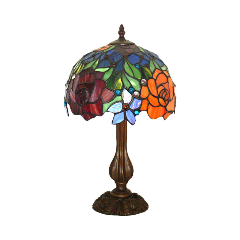 Maria - Victorian Blossom Table Lamp - Multicolored Stained Glass Night Stand