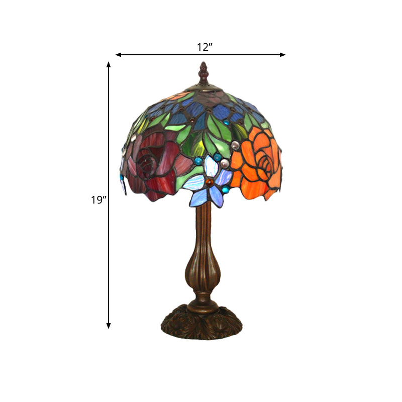 Maria - Victorian Blossom Table Lamp - Multicolored Stained Glass Night Stand