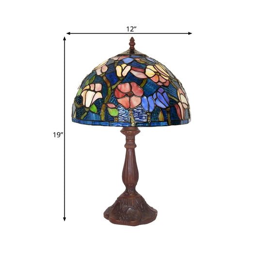 Virginie - 1-Light 1-Light chen Table Lamp Tiffany Bronze Night Light with Flower Stained Glass Shade