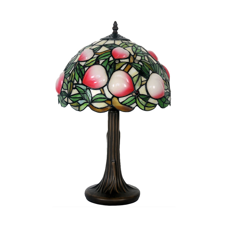 Pauline - Peach Stained Glass Night Lamp: Tiffany-Style Coffee Table Light