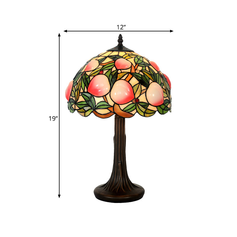 Pauline - Peach Stained Glass Night Lamp: Tiffany-Style Coffee Table Light