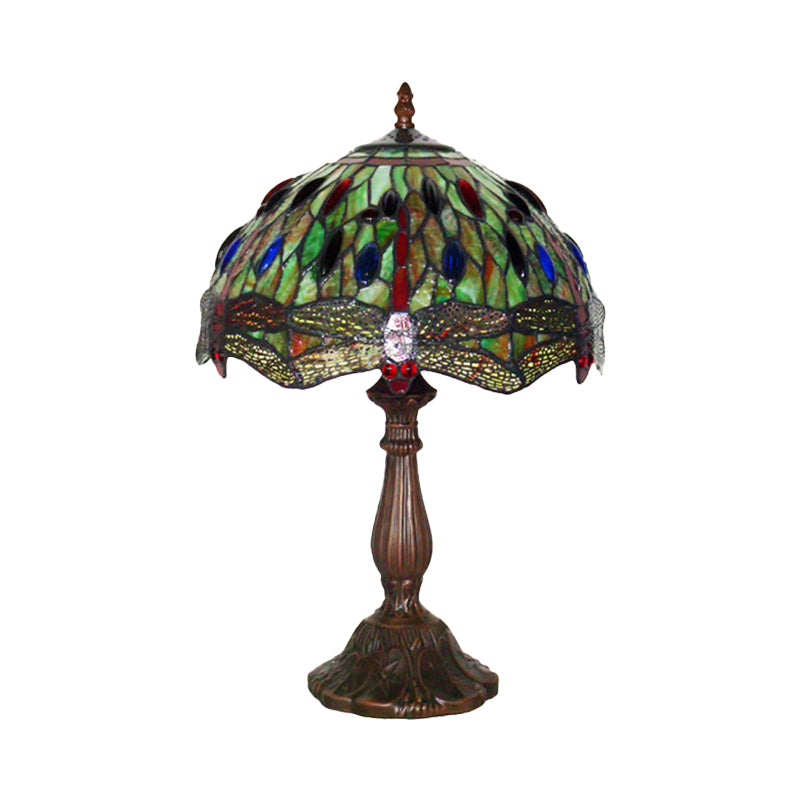 Odette - 1-Bulb Tiffany Bronze Dragonfly Table Lamp: Elegant Lounge Night Light