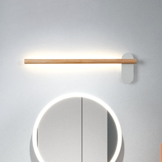 Minimalist Wood Vanity Light - Led Beige Wall Sconce For Bathroom (16/19.5/23.5) / 16