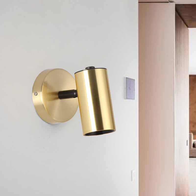 Black/Gold Metallic Tube Wall Sconce With Led Light For Bedside