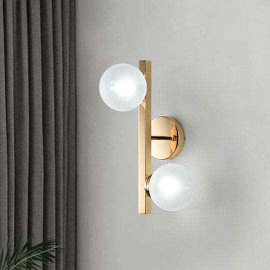 Modern Brass Globe Wall Mount Lamp With Linear Design - 2 Heads