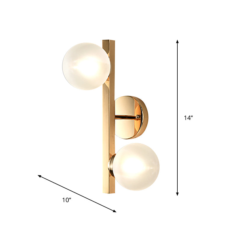 Modern Brass Globe Wall Mount Lamp With Linear Design - 2 Heads