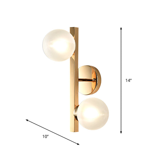 Modern Brass Globe Wall Mount Lamp With Linear Design - 2 Heads