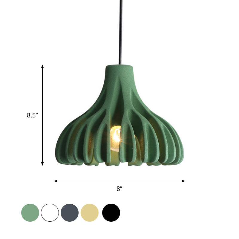 Coral-Shape Pendant Lighting: Macaron Resin Dining Room Lamp (1 Light) In White Black And Yellow