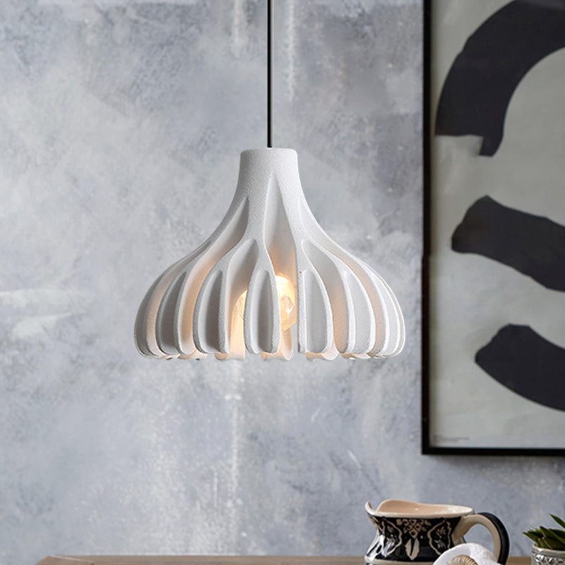 Coral-Shape Pendant Lighting: Macaron Resin Dining Room Lamp (1 Light) In White Black And Yellow