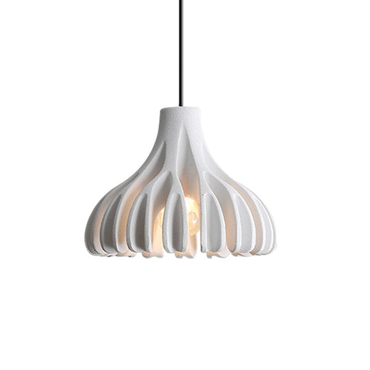 Coral-Shape Pendant Lighting: Macaron Resin Dining Room Lamp (1 Light) In White Black And Yellow