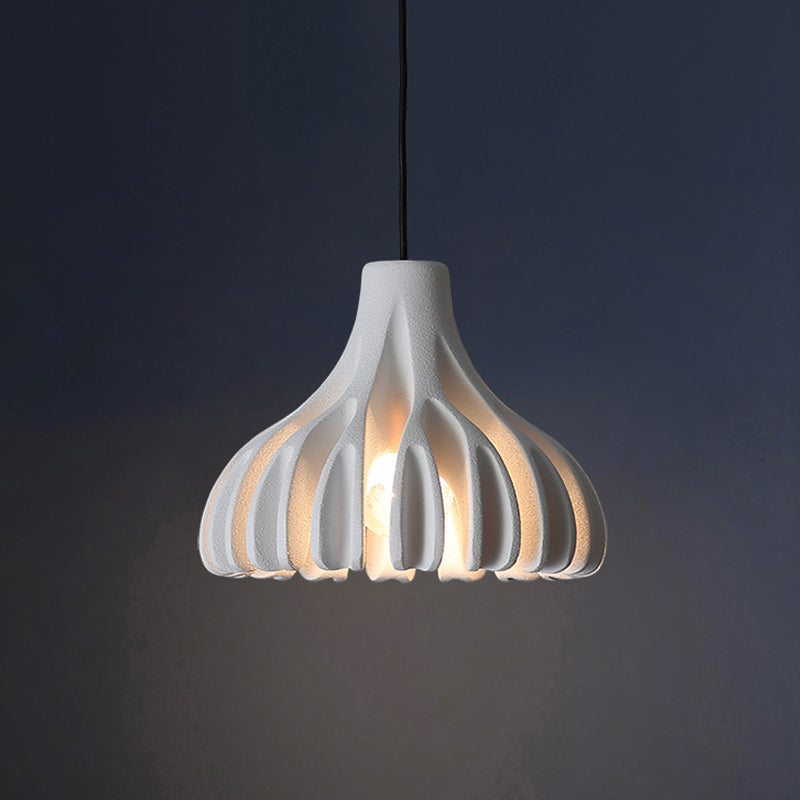 Coral-Shape Pendant Lighting: Macaron Resin Dining Room Lamp (1 Light) In White Black And Yellow