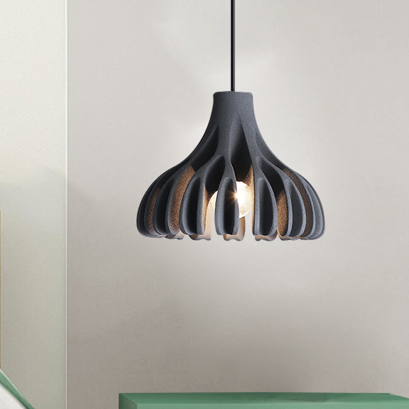 Coral-Shape Pendant Lighting: Macaron Resin Dining Room Lamp (1 Light) In White Black And Yellow