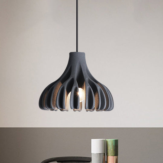 Coral-Shape Pendant Lighting: Macaron Resin Dining Room Lamp (1 Light) In White Black And Yellow