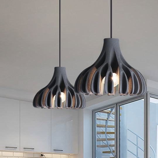 Coral-Shape Pendant Lighting: Macaron Resin Dining Room Lamp (1 Light) In White Black And Yellow