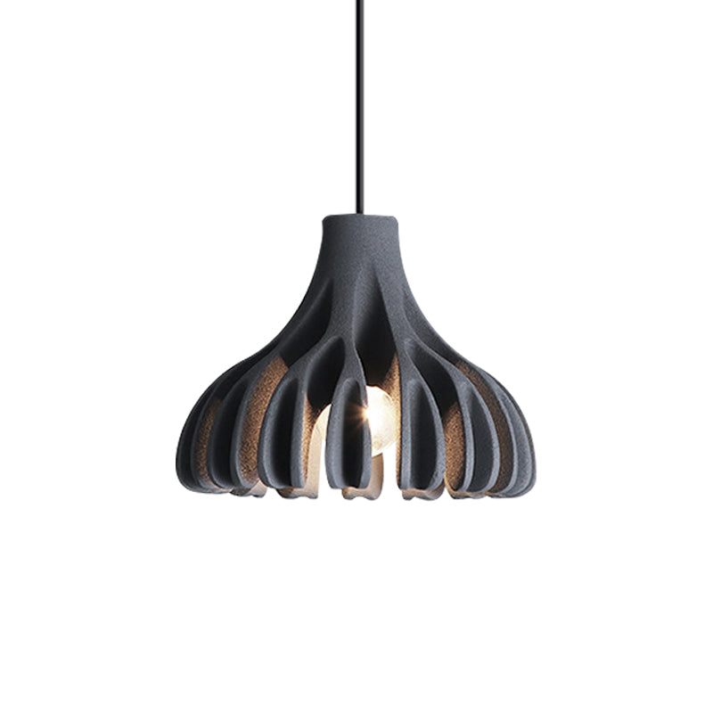 Coral-Shape Pendant Lighting: Macaron Resin Dining Room Lamp (1 Light) In White Black And Yellow