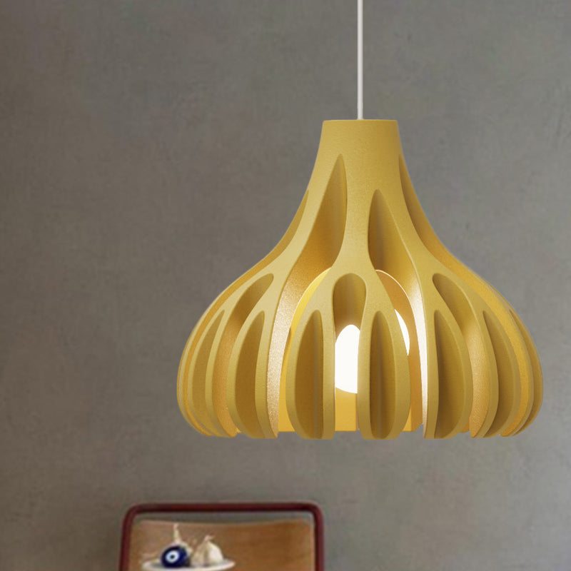 Coral-Shape Pendant Lighting: Macaron Resin Dining Room Lamp (1 Light) In White Black And Yellow