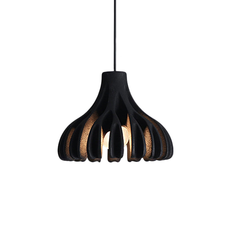 Coral-Shape Pendant Lighting: Macaron Resin Dining Room Lamp (1 Light) In White Black And Yellow