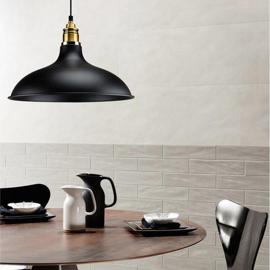 Loft Style Hanging Lamp With Adjustable Cord And Bowl Shade - Black